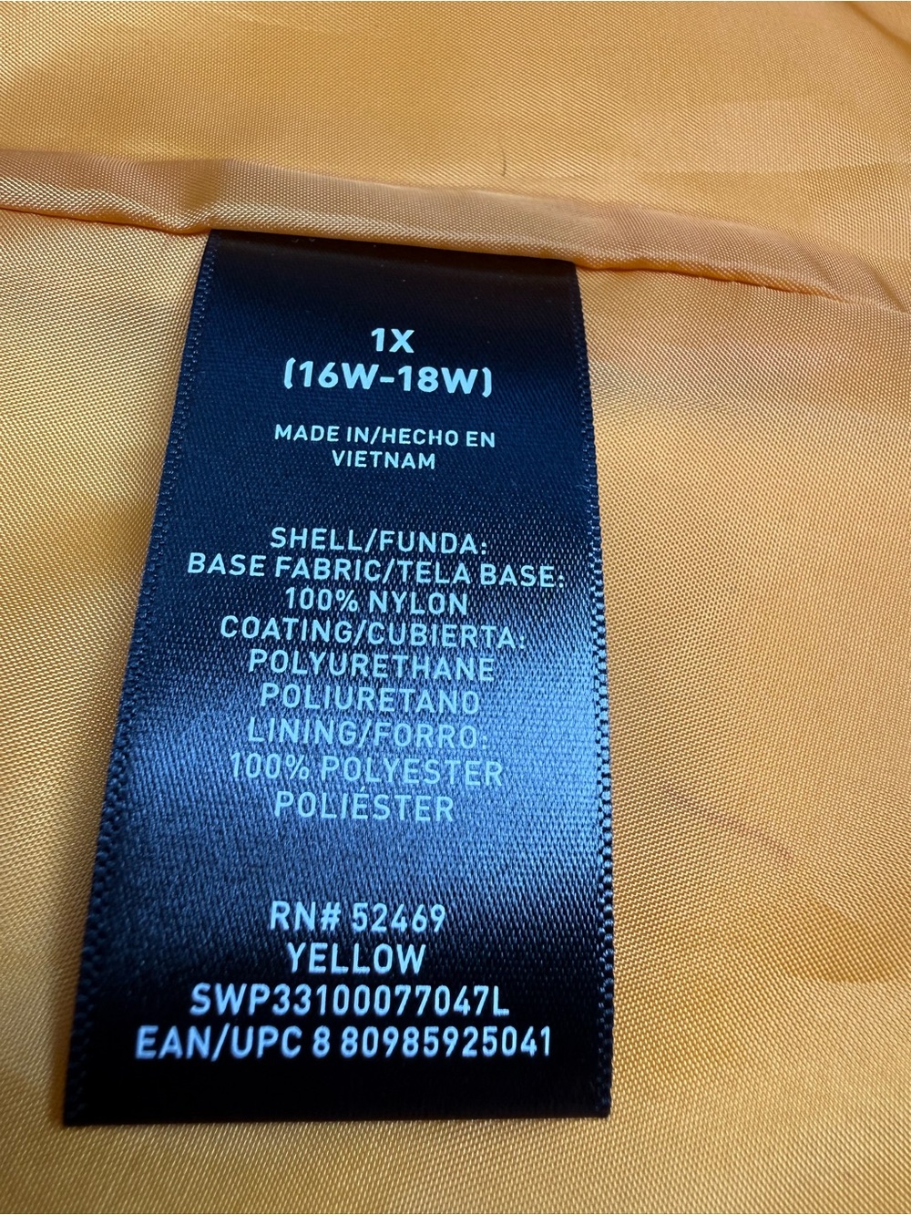 Swiss Tech Women's Plus 1X Mustard Yellow Packable Hood Rain Jacket Lightweight - Picture 6 of 12
